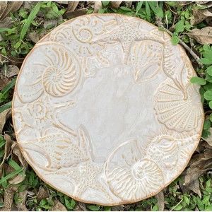 Cindy Crawford Style OceanView ￼￼ 10.5” Dinner plates, Embossed Seashell Design